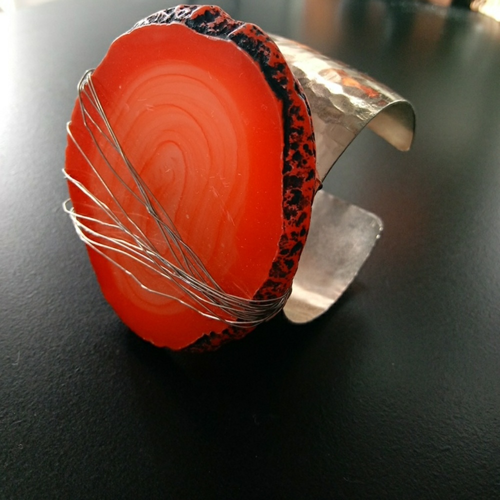 Wire wrapped gem bracelet